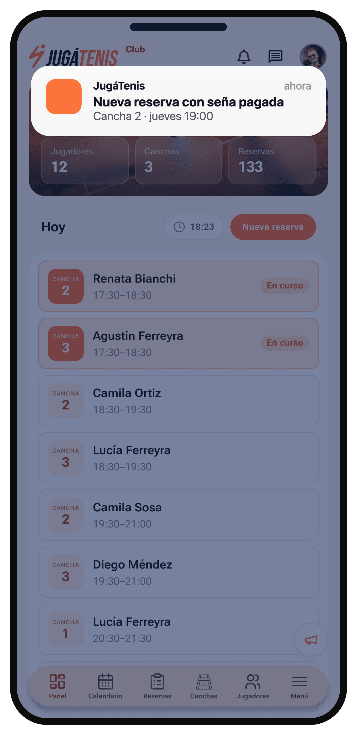 El club recibe el aviso de una nueva reserva con la seña pagada